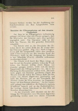 Resektion des Ellbogengelenkes mi dem dorsalen Längsschnitt.