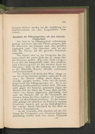 Resektion des Ellbogengelenkes mi dem dorsalen Längsschnitt.