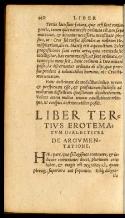 Liber Tertius Erotematum Dialectices. De Argumentatione.