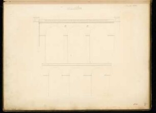 Eisenbahnviadukt Monatskonkurrenz Oktober 1860: Aufriss Seitenansicht; Maßstabsleiste