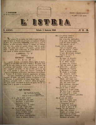 L' Istria. 1, 1. 1846