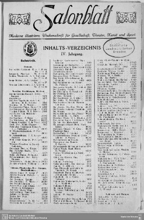 4.1909: Salonblatt : moderne illustrierte Wochenschrift für Gesellschaft, Theater, Kunst und Sport