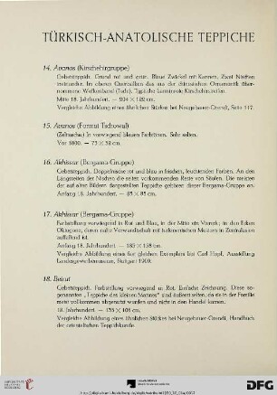 Türkisch-Anatolische Teppiche (Nr. 14-39)
