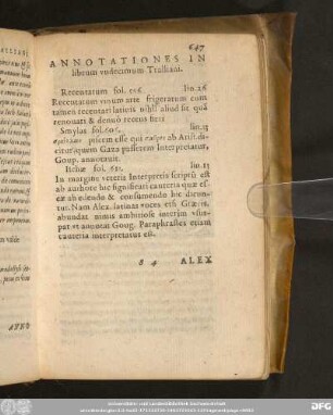 Annotationes In librum undecimum Tralliani.