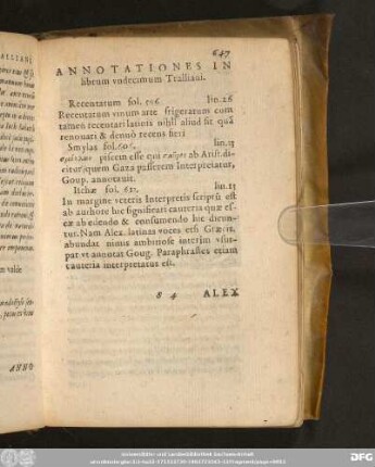 Annotationes In librum undecimum Tralliani.