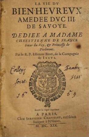 La Vie Dv Bien-Hevrevx Amadee Dvc III. De Savoye