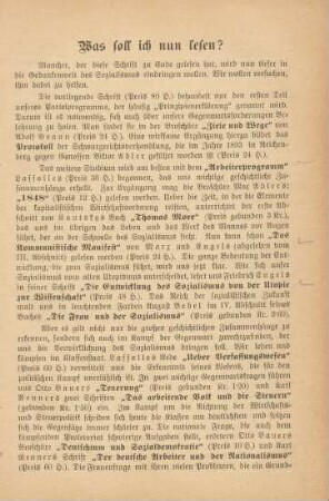 [Verlagswerbung: Was soll ich nun lesen?]