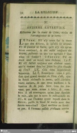 XI. Onzieme Entretien