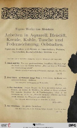 Eigene Werke des Meisters (Nr. 1-499)