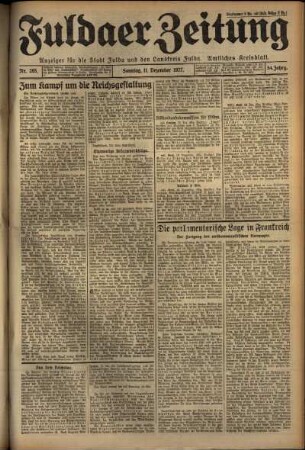 Erste Ausgabe vom Sonntag, den 11. Dezember 1927.
