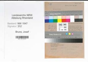 Entnazifizierung Josef Bruns , geb. 06.05.1904 (Schmied)