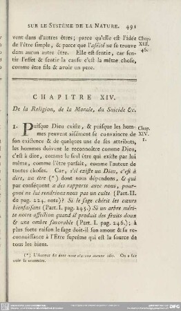 Chapitre XIV. De la Religion, de la Morale, du Suicide [et]c.