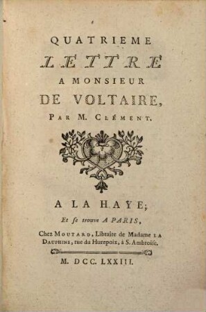 ... Lettre A Monsieur De Voltaire, 4