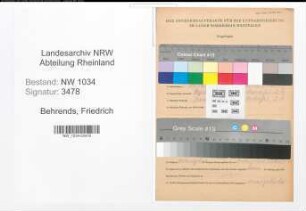 Entnazifizierung Friedrich Behrends , geb. 12.08.1881 (Vizefeldwebel)
