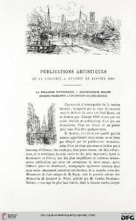 2. Pér. 22.1880: Publications artistiques de la librairie A. Quantin en Janvier 1880 : La Hollande pittoresque, Jean-François Millet, Eugène Fromentin, les dessins de décoration
