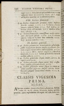 Classis Vigesima Prima. Algae.