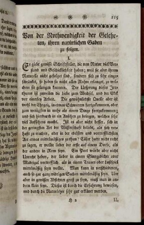 Von der Nothwendigkeit der Gelehrten, ihren natürlichen Gaben zu folgen.