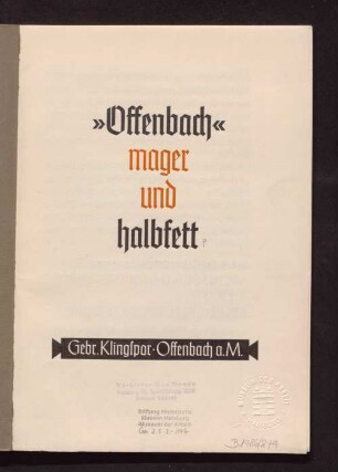 Offenbach mager und halbfett