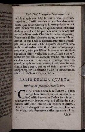 Ratio Decima Quarta. Decitur ex praecepto Humilitatis