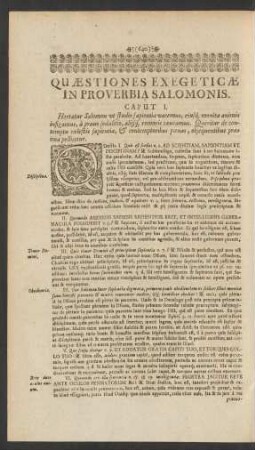 Quaestiones Exegeticae In Proverbia Salomonis.
