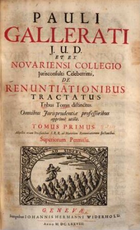 De renuntiationibus tractatus : tribus tomis distinctus, 1