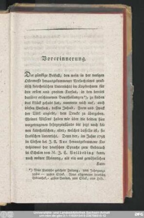 Vorerinnerung.