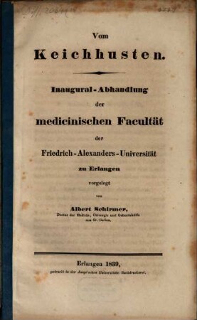 Vom Keichhusten : Inaugural-Abhandlung