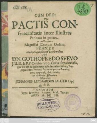 De Pactis Confraternitatis inter Illustres Personas in genere