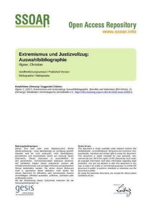 Extremismus und Justizvollzug: Auswahlbibliographie