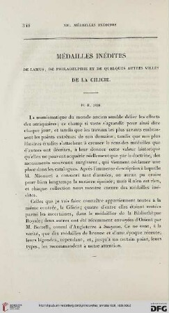 2: Médailles inédites de Lamus, de Philadelphie et de quelques autres villes de la Cilicie
