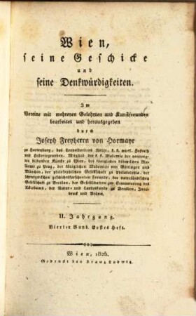 Wien, seine Geschicke und Denkwürdigkeiten. 9, 9. 1825
