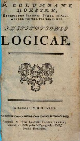 Columbani Roesser institutiones logicae