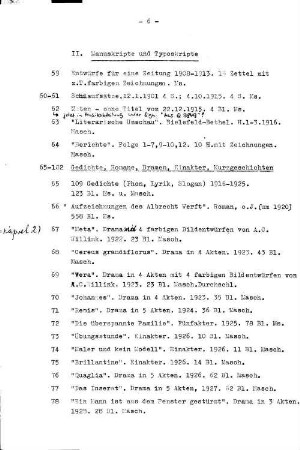 II. Manuskripte und Typoskripte