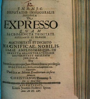 Disputatio Inauguralis Iuridica De Expresso
