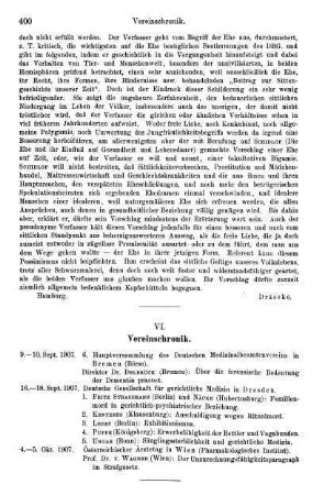 400, VI. Vereinschronik