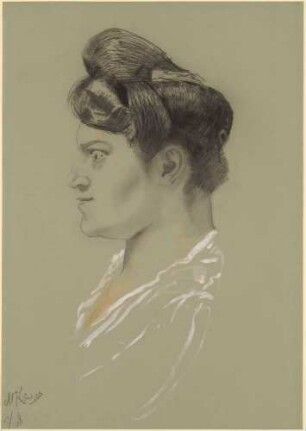 Bildnis einer Dame, Kopf im Profil nach links