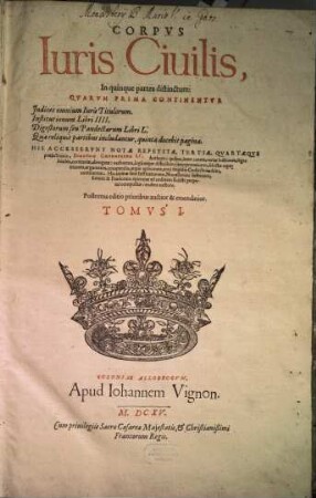 Corpus iuris civilis, Vol. 1
