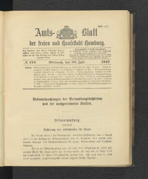 No.176, Mittwoch, den 30. Juli 1919
