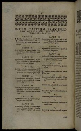 Index Capitum Præcipuorum, Quæ In Libello Fundamentorum Explicantur.