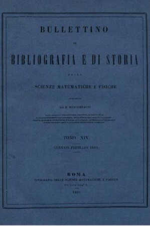 Tomo XIV. Gennaio - Febbraio 1881.