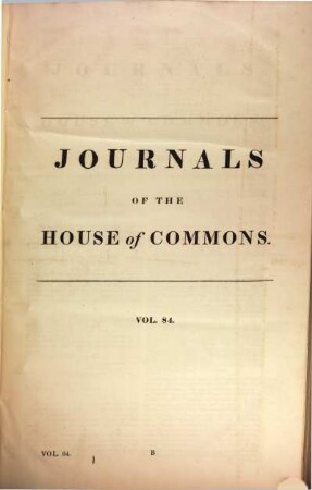 Journals of the House of Commons. 84. 1829