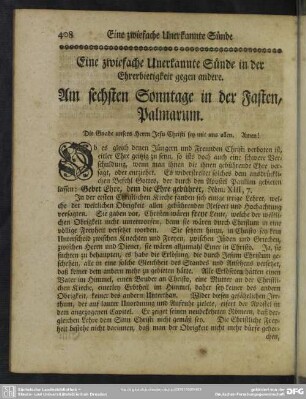 Am sechsten Sonntage in der Fasten, Palmarum : Eine zwiefache Unerkannte Sünde in der Ehrerbietigkeit gegen andere