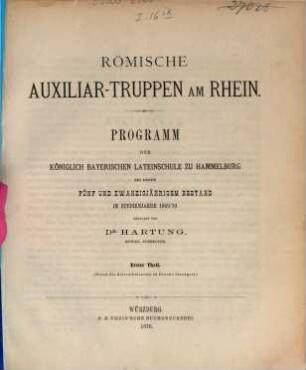 Römische Auxiliar-Truppen am Rhein, 1