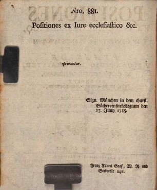 Positiones ex iure ecclesiastico