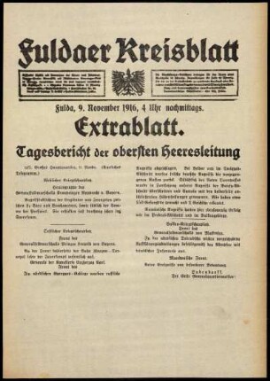 Ausgabe vom Donnerstag, den 09. November 1916.