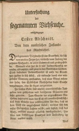 Erster Abschnitt. Von dem natürlichen Zustande des Rindviehes
