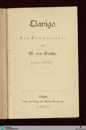 Clavigo : ein Trauerspiel