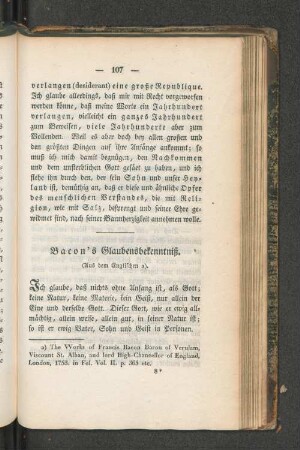 Bacon's Glaubensbekenntniß.