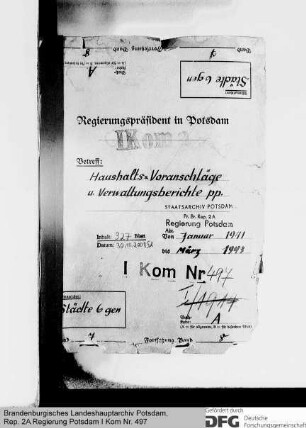Kommunalhaushaltspläne und Verwaltungsberichte. Allgemeines