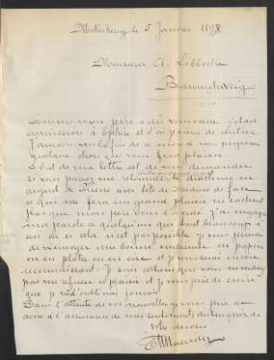 Briefe von T. Macridy, Makrikeuy : 05.01.1898 - 24.10.1898
